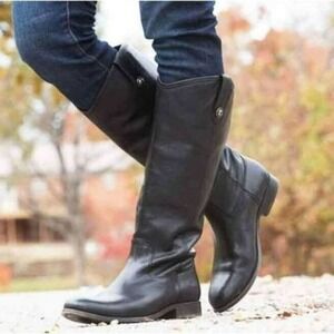 Frye Melissa Button Lug Tall Knee High Riding Equestrian Inspired Boots Black 6